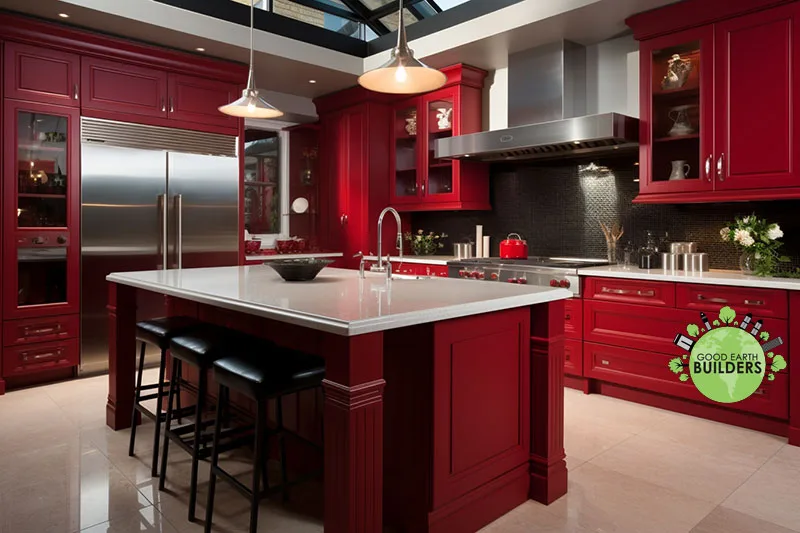 rustic red kitchen