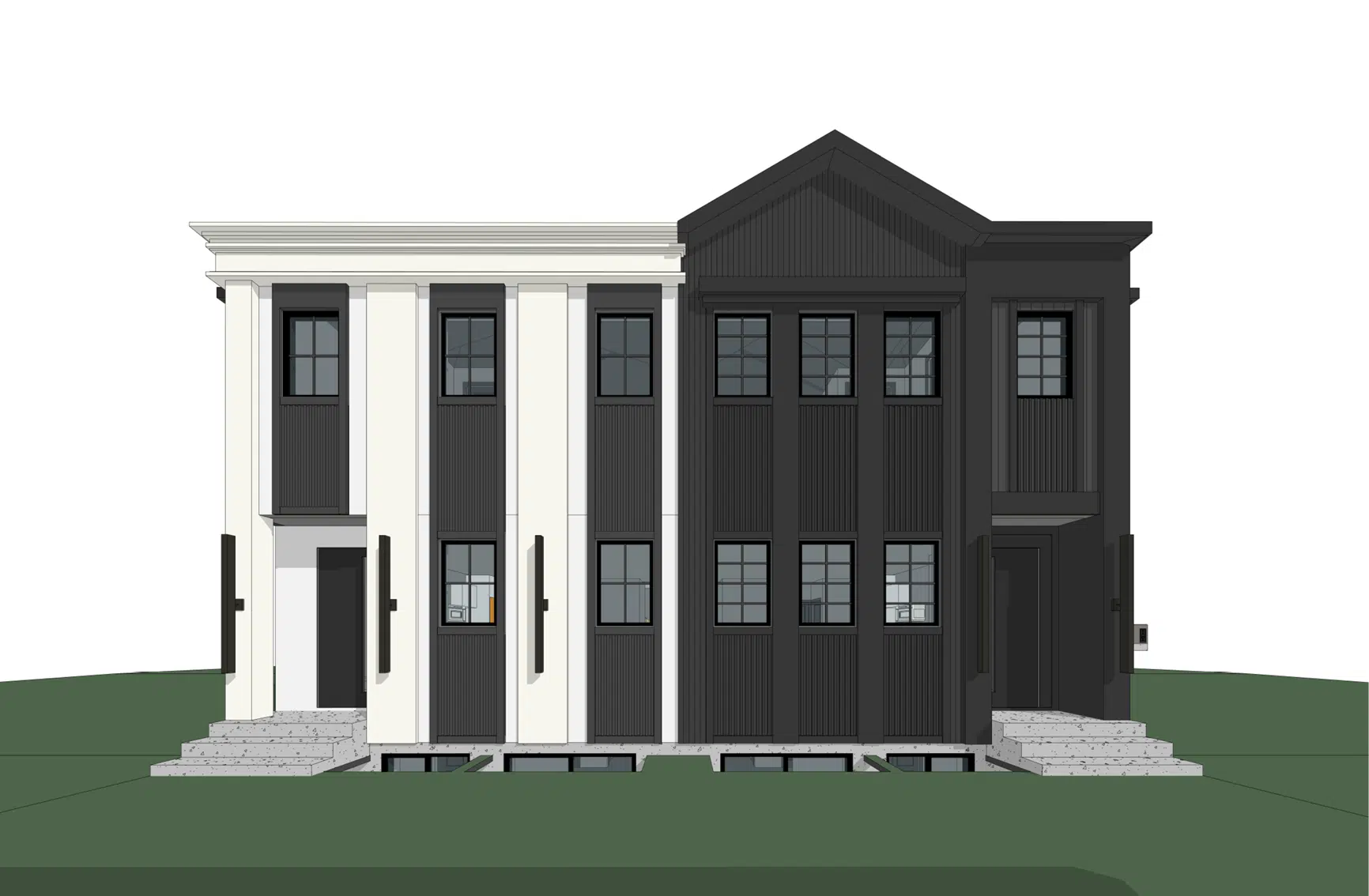 Front view of a modern duplex built by a leading Construction Company in Calgary.